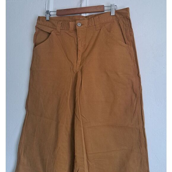 Silence + Noise Womens Size 8 Hi Rise Wide Leg Ankle Pants Mustard Yellow - Picture 4 of 7
